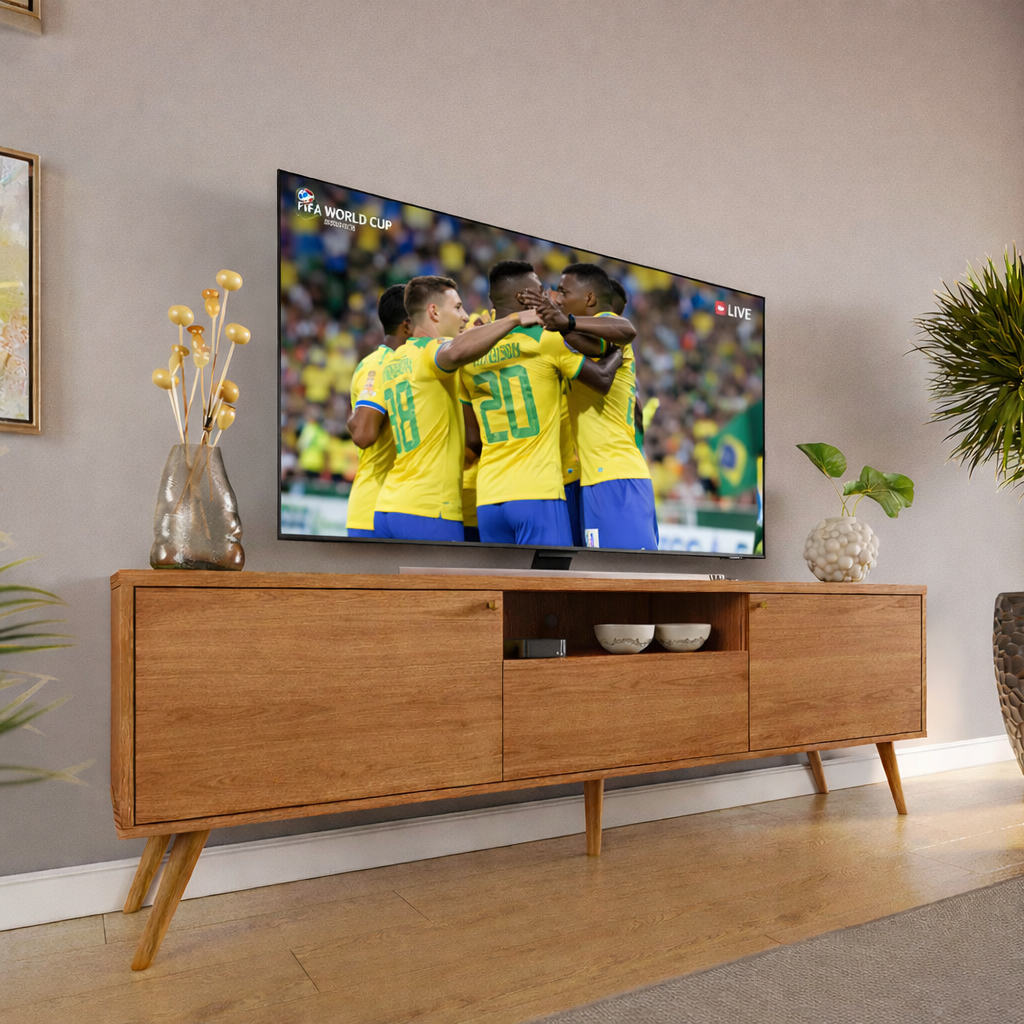 Rack Movelove Para Sala Estar Quarto Tv Até 70 Polegadas 1,83m 5 Pés Madeira Sevilla