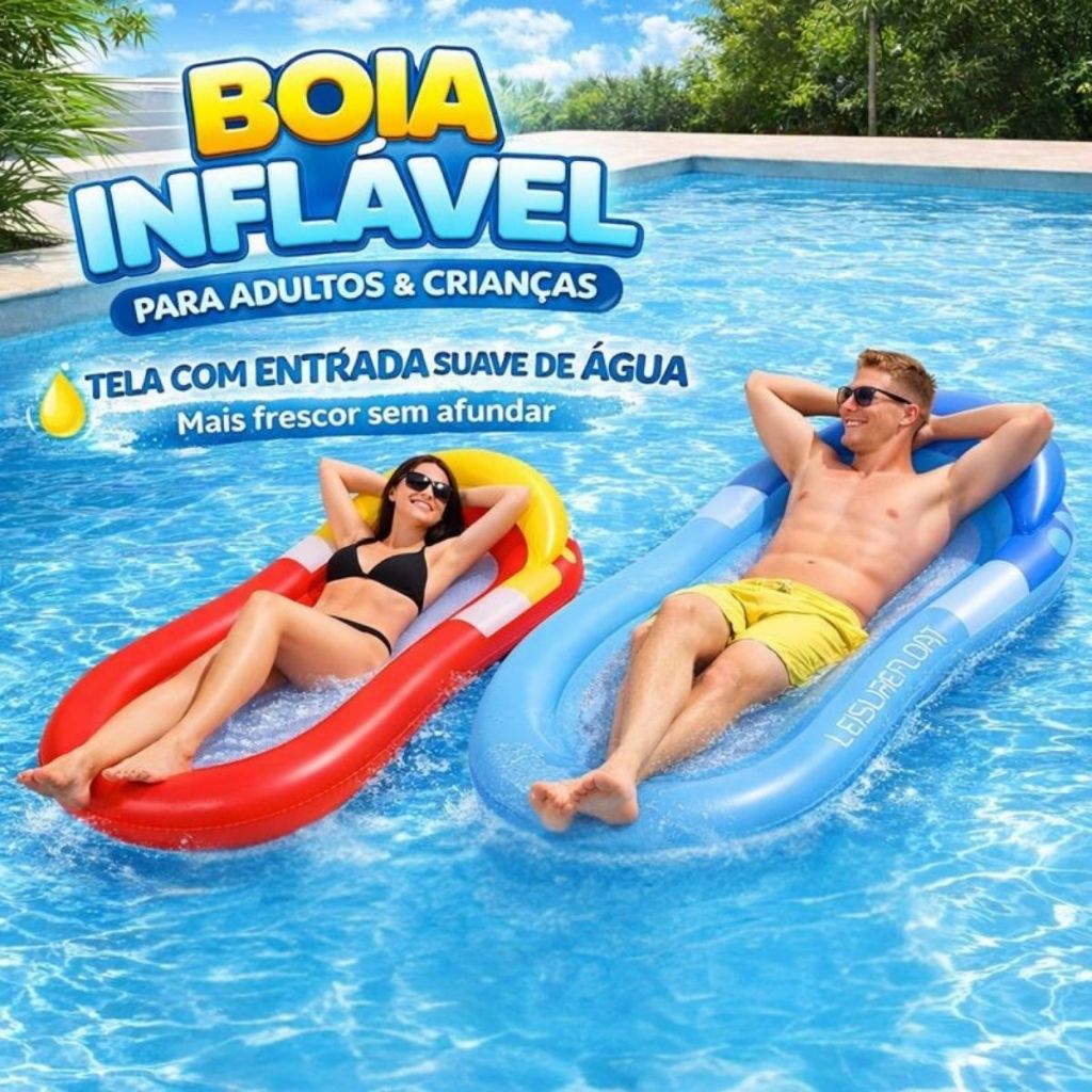 Boia Colchão Inflável Com Encosto De Piscina 155x84cm