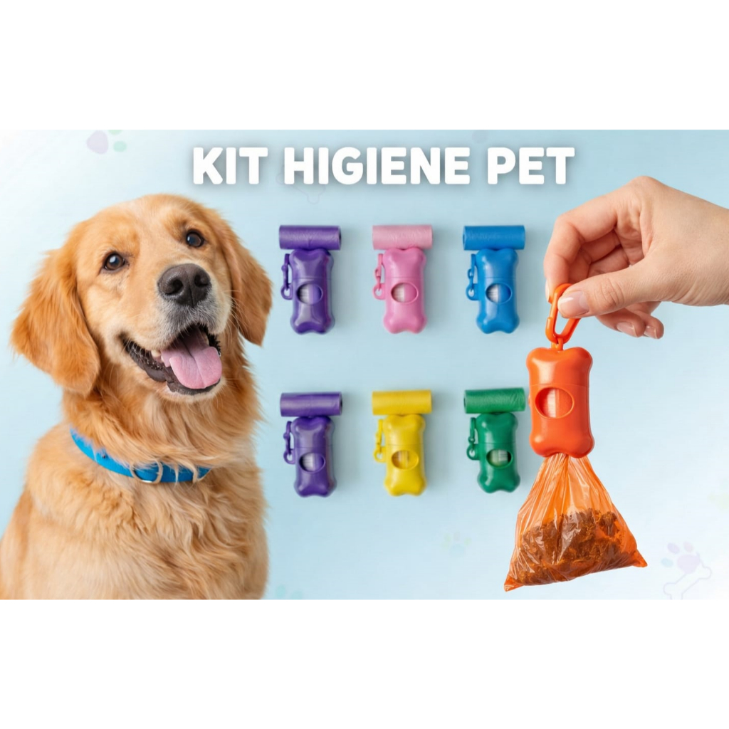 Kit Cata Caca: Porta Saquinho Ossinho + 2 Refis (30 Unidades) ​ PET Cães e Gatos