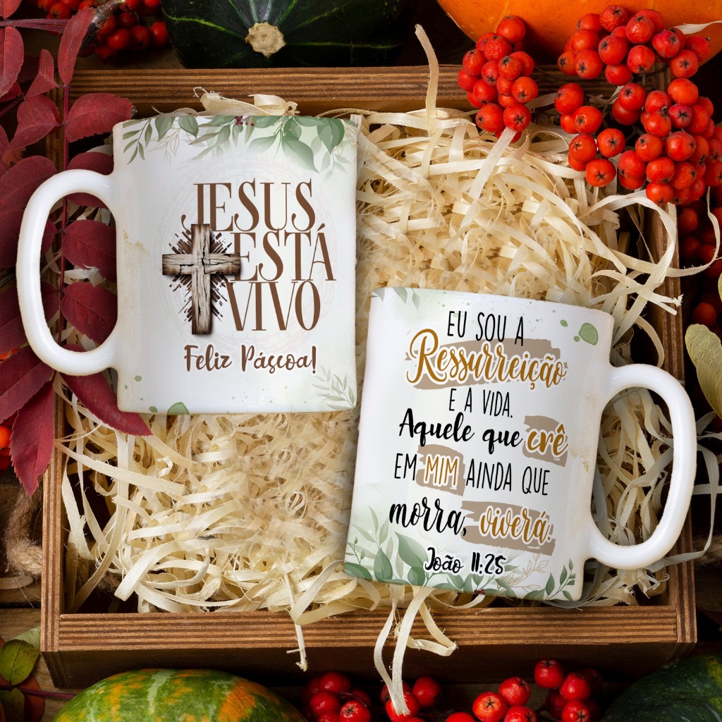 Caneca de Cerâmica Personalizada Tema Pascoa 2026