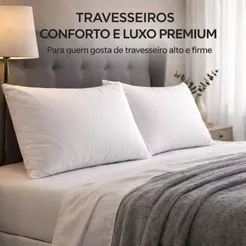 Travesseiro Premium Conforto e Luxo suporte firme - travesseiro Alto e grande 100% algodão