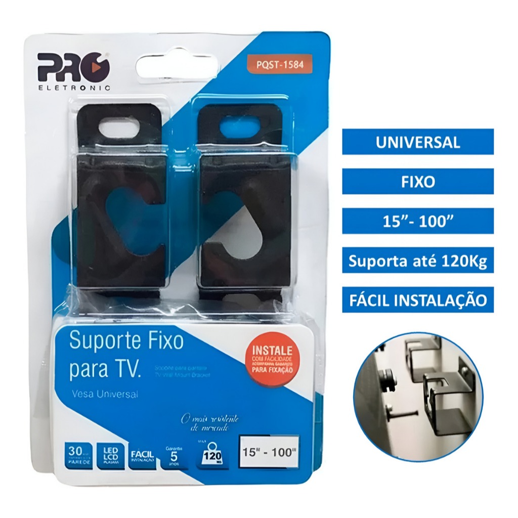 Suporte Para Tv 15 A 100 Polegadas Fixo De Parede Preto