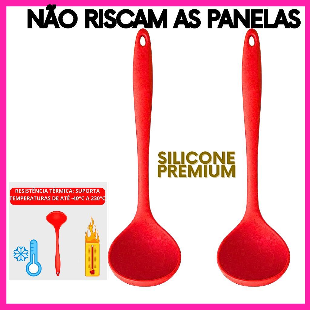 Concha de Silicone Premium Alta Temperatura Vermelha Utensílio de Cozinha 2 Unidades