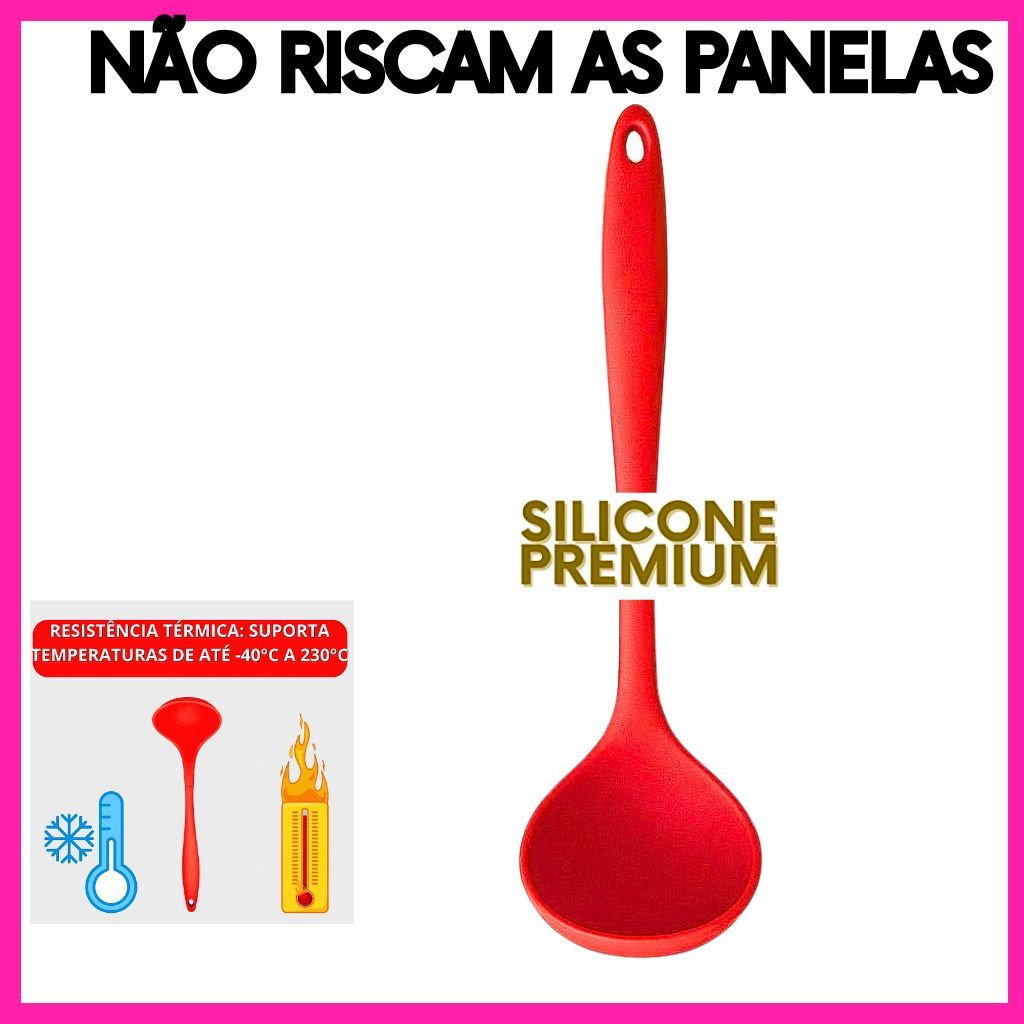 Concha de Silicone Premium Alta Temperatura Vermelha Utensílio de Cozinha