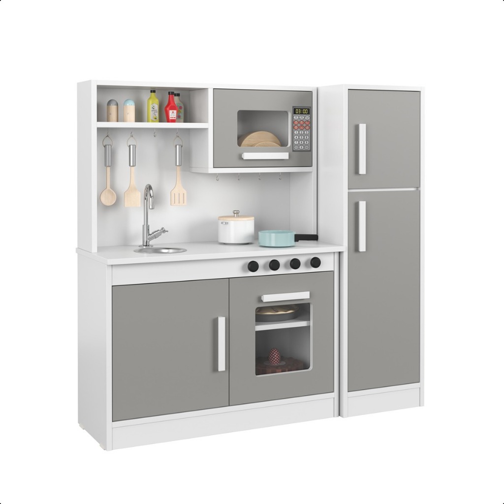 Kit Cozinha Infantil Brinquedo Criança com Fogão Pia Microondas Educativo Oferta