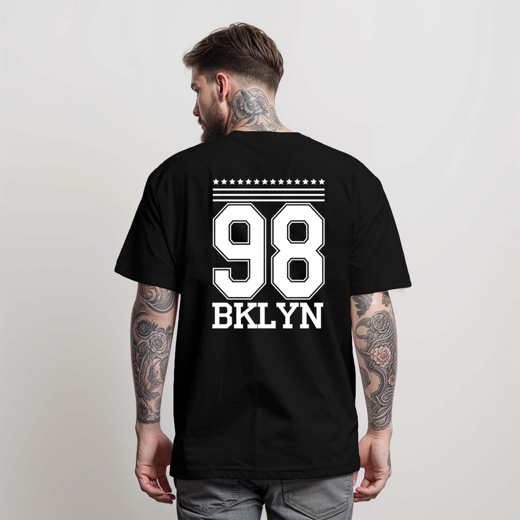 Camiseta Masculina Streetwear Estilosa 100% Algodão 98 Brooklyn Estilo Americana Oversized