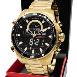 RELÓGIO TECHNOS MASCULINO DOURADO ANADIGI BJK626AB/1D