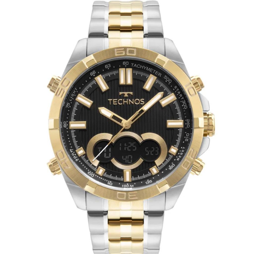 RELÓGIO TECHNOS MASCULINO DOURADO/PRATA ANADIGI BJK629AD/1P