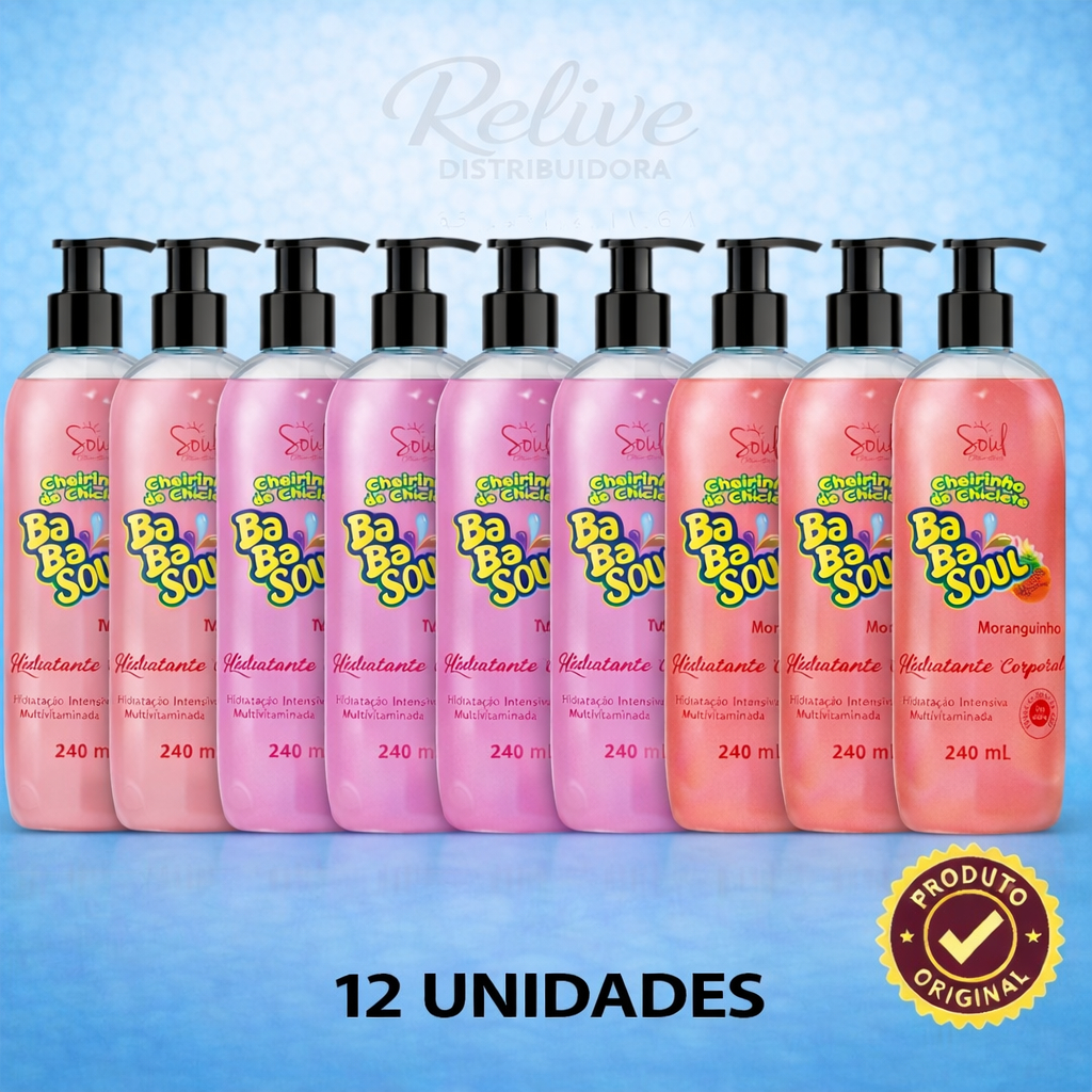 Kit 12 und Hidratante Coporal BABASOUL - SOUL - 240ml - Cheirinho de Chiclete Nutrição Perfume Suave em Oferta na Shopee
