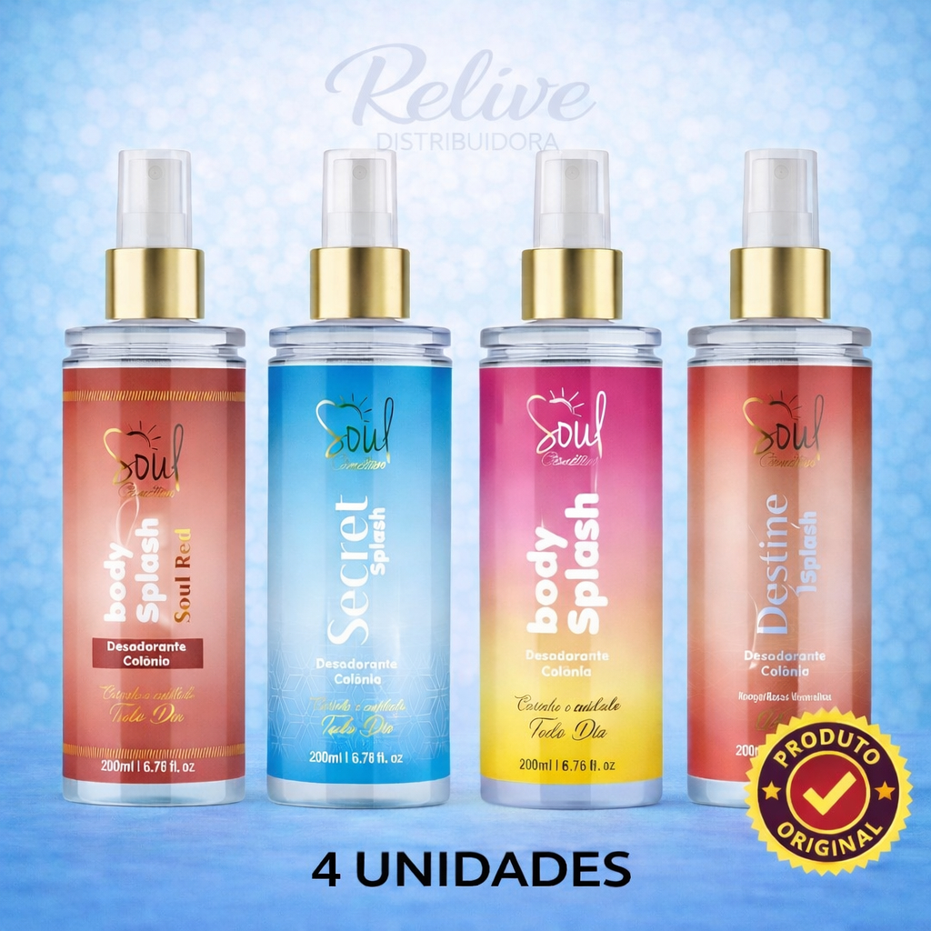 Kit 04 Body Splash SOUL TRADICIONAL FEMININO 200ml Perfume Colonia Desodorante Corporal Alta Fixação em Oferta na Shopee