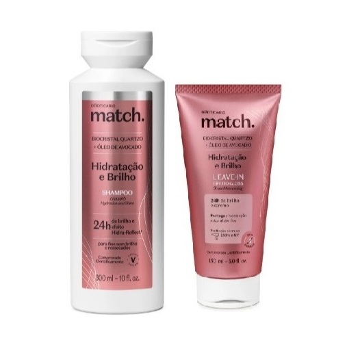 Combo Match Hidratação e Brilho: Shampoo 300ml + Leave-In Efeito Gloss 150ml