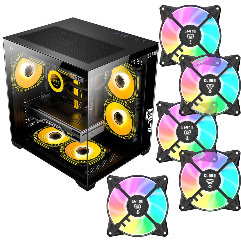 Gabinete Gamer Grodd Night CLANM com 5 Fans RGB para PC Gamer