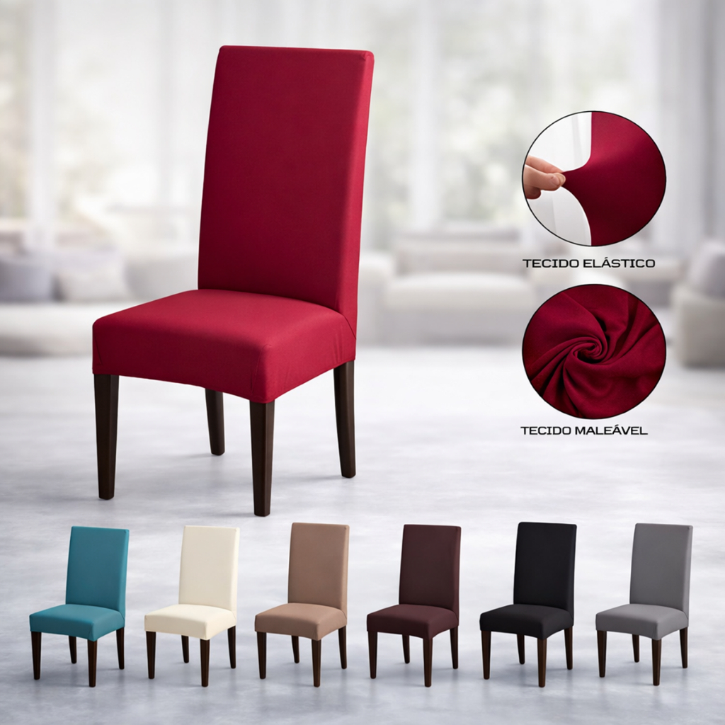 Capa de Cadeira Ajustável com Elástico Kit 4 e 6 Lugares Jantar Eventos Buffet