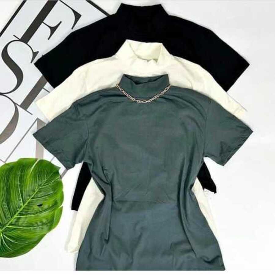 Kit com 3 Blusas Caneladas – Cores Variadas