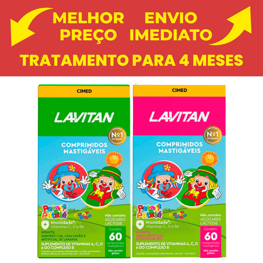 Kit com Lavitan Patati Patata Tutti-frutti c/ 60 + lavitan patati pata mix de frutas c/60 @ Original
