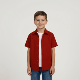 Camisa Social Manga longa Infantil Manga Curta Lisa 100% algodão em Oferta na Shopee