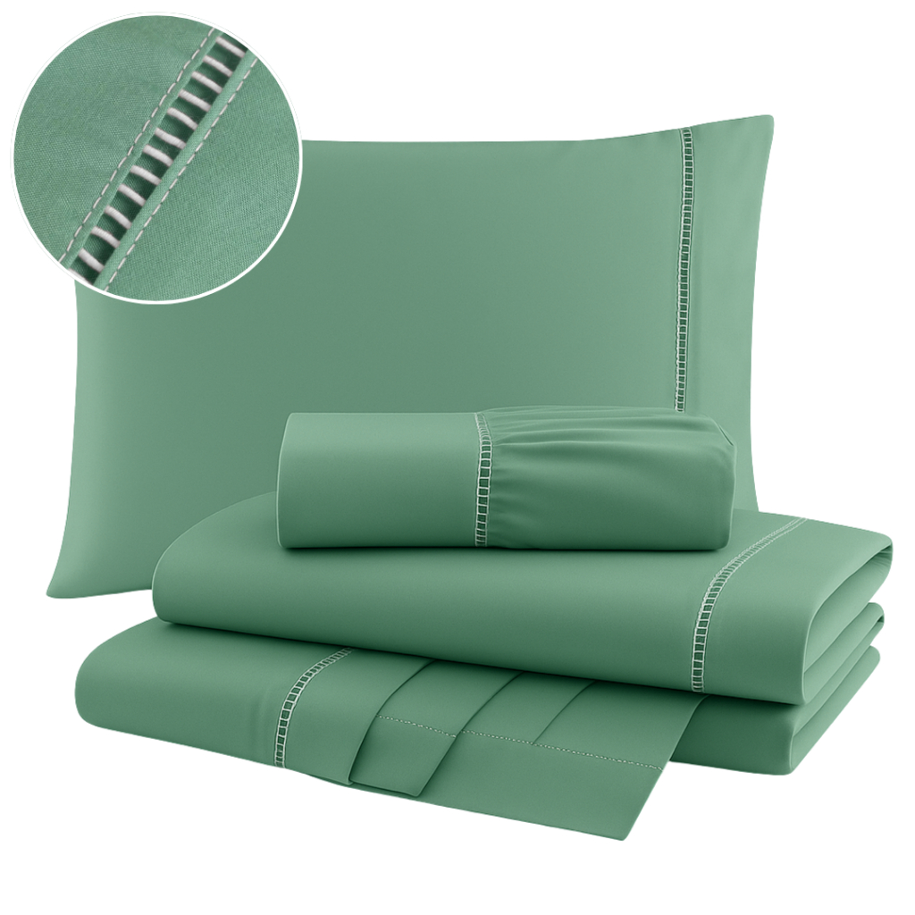 Jogo de Lençol 400 Fios Casal Queen King 03 Peças Solteiro 2 Peças Micropercal Ponto Palito Extra Macio