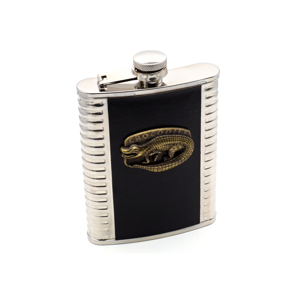 Cantil Inox Garrafa Whisky Crocodilo Bolso Bar Portátil