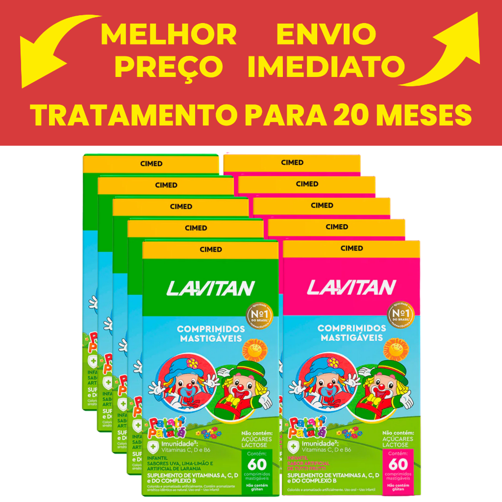 Kit com 5 Lavitan Patati Patata Tutti-frutti c/ 60 + 5 lavitan patati pata mix de frutas c/60 @ @