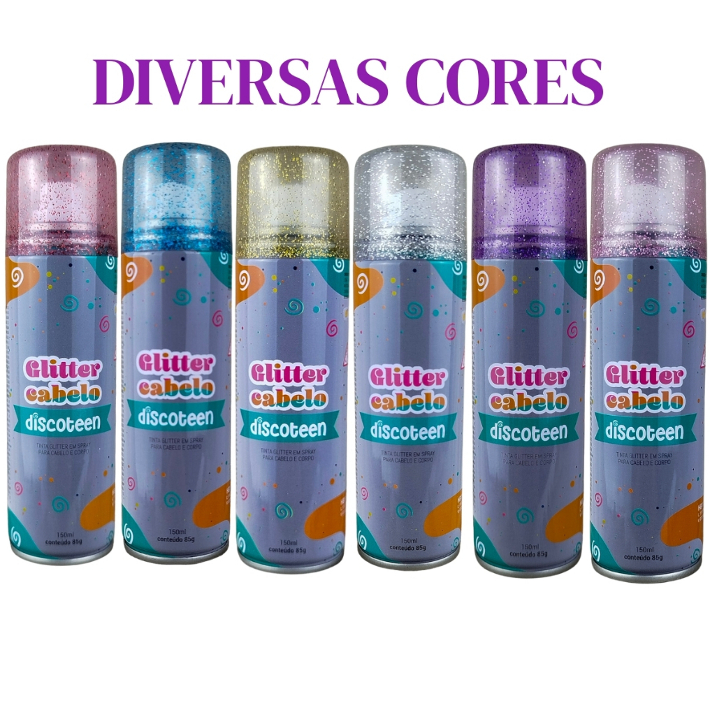 Spray Glitter Para Cabelo e Corpo Diversas Cores Discotenn Festas- Carnaval- Aniversários e Eventos