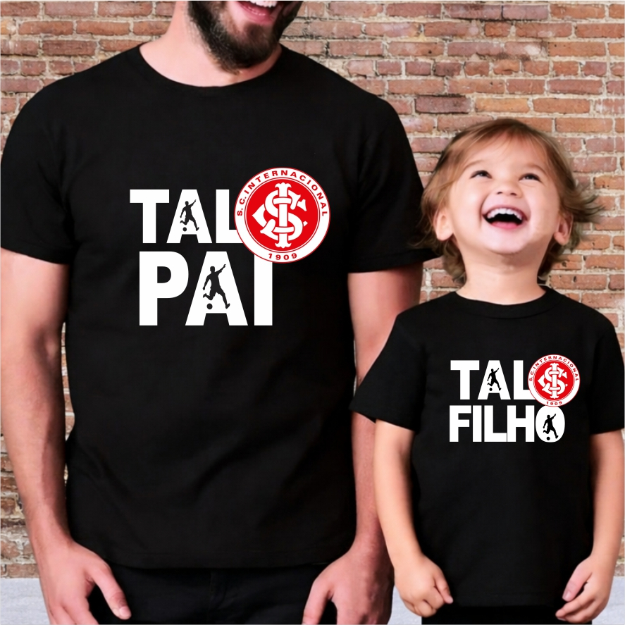 Kit Pai e Filho Camisetas Personalizadas Futebol Preto Presente