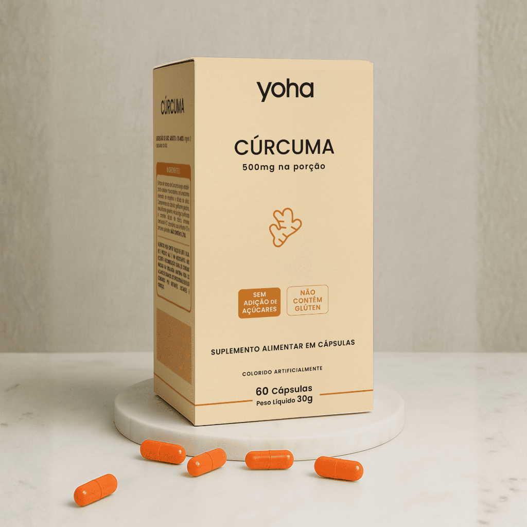 Cúrcuma 60 Cápsulas Yoha 500mg Curcumina Antioxidante Suporte Articular Camila Loures