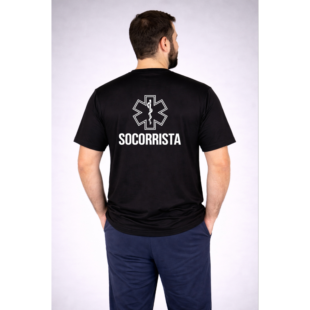 Camiseta Plus Size Socorrista ambulância salva vidas 100% Algodão Moda Estilosa