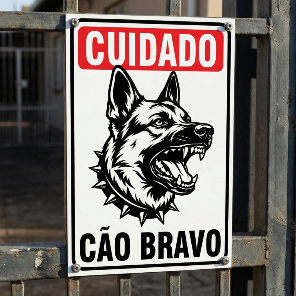 Placa Cão Bravo Cuidado Cachorro 29x19cm Ps 1mm