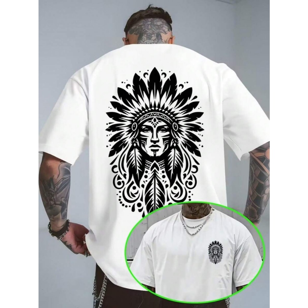Camiseta Algodão Masculina Pajé Tribo Cacique Indio Indigena Streetwear Moda93