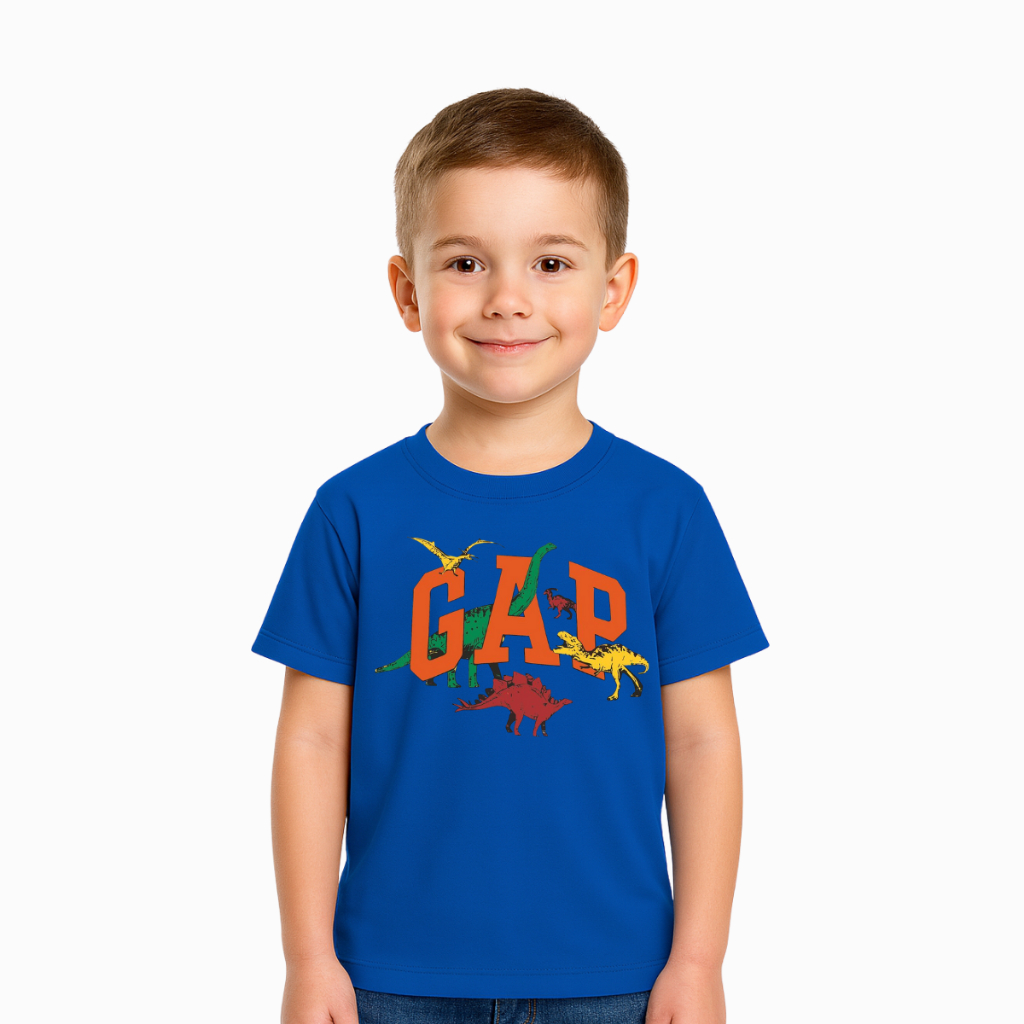Camiseta Infantil Menino Estampada GAP Dinossauro De Algodão Premium Moderna