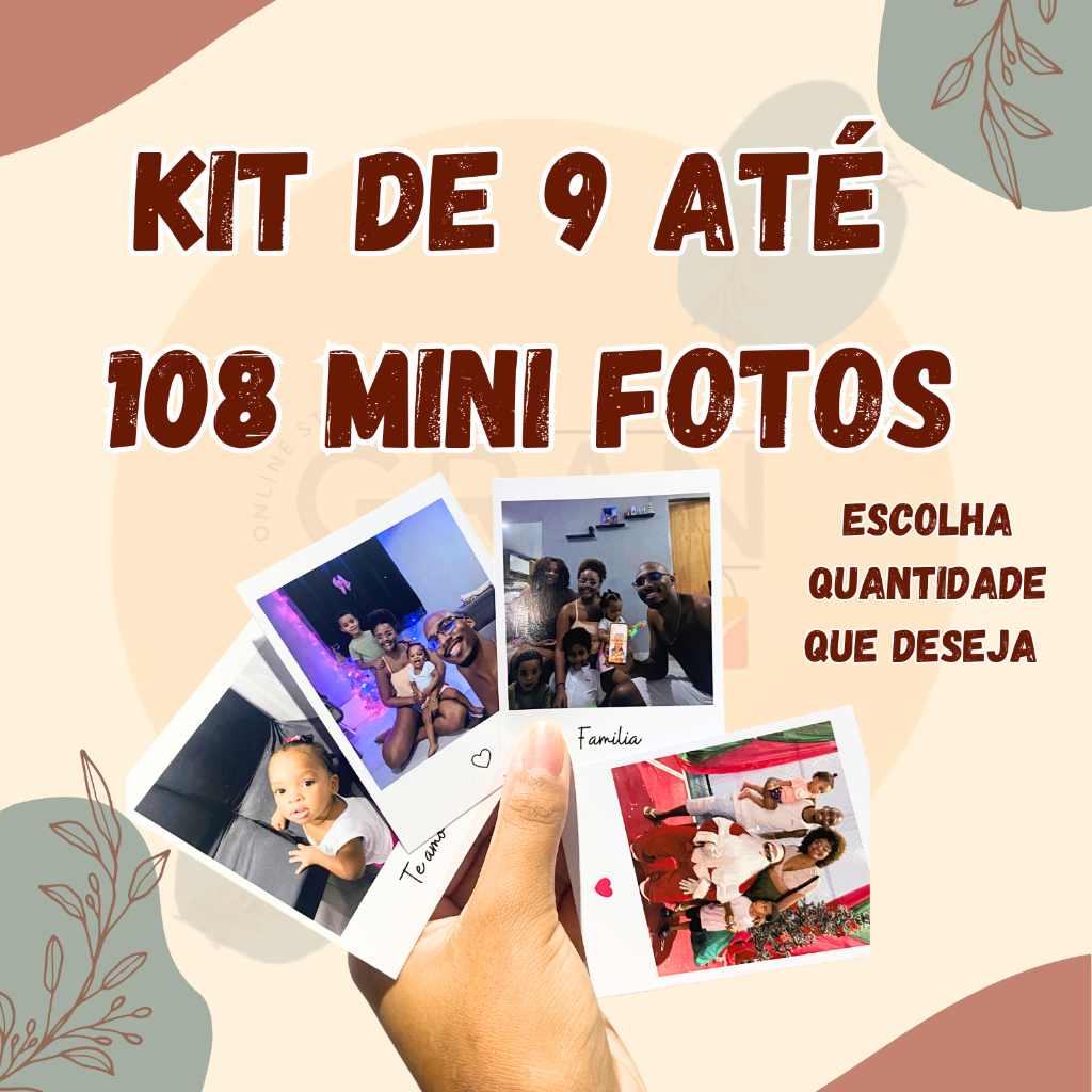 Kit Mini Fotos Personalizadas  de 9 até 108 unidades 9x7- Com imã/Sem imã / casamento, aniversario, batizado