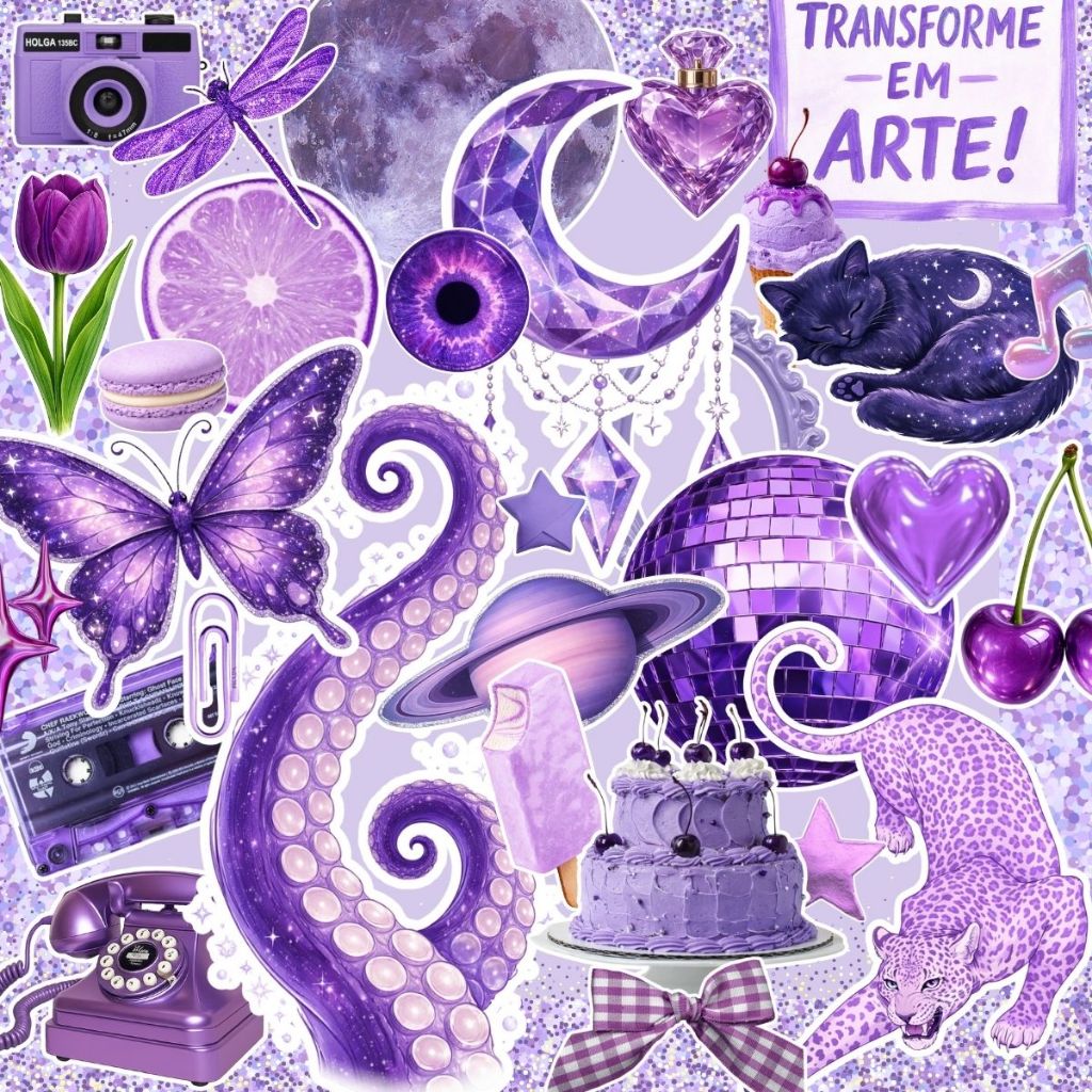 47 Adesivos Purple Aesthetic Para Colagem e Personalização capinhas Garrafas Kindle Journal em Oferta na Shopee