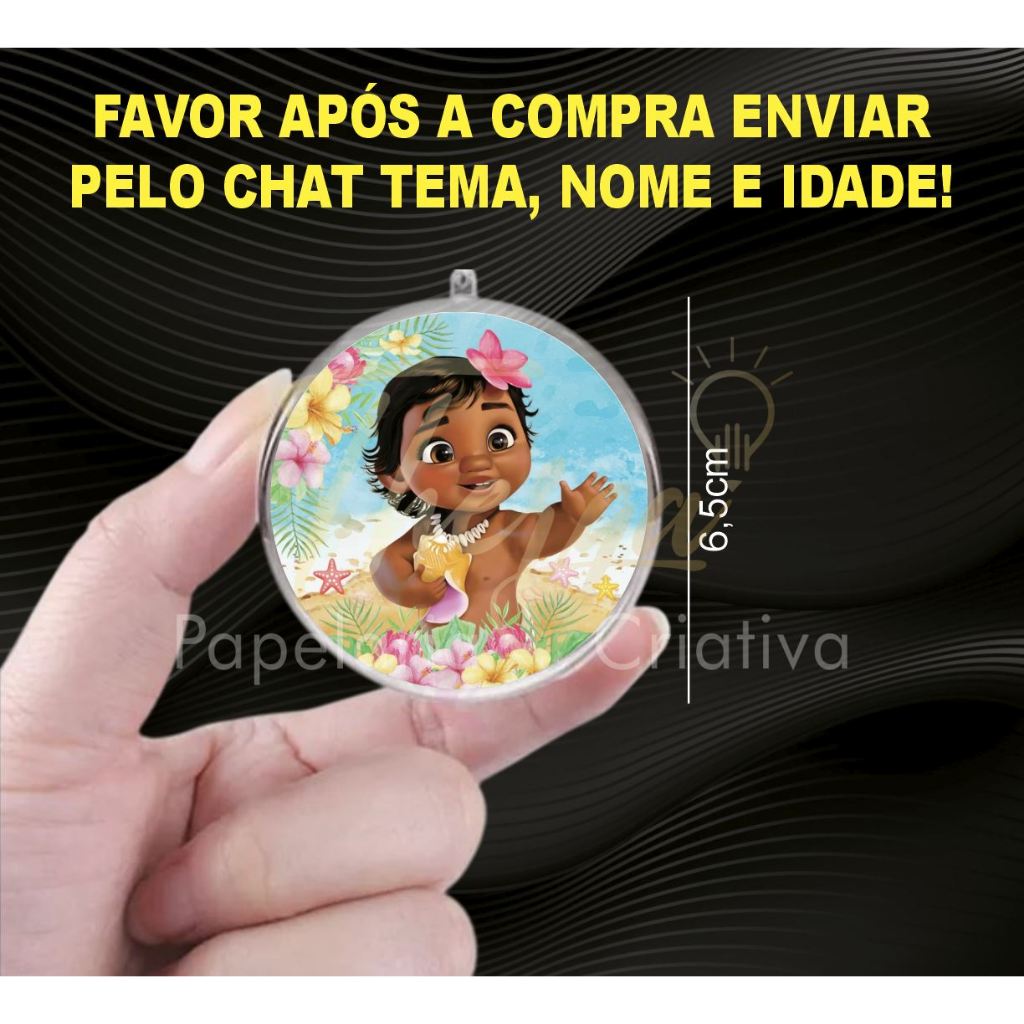 Aplique Tag para Esfera Bola Acrílica 6,5cm (TODOS OS TEMAS)