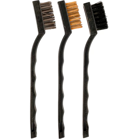 Escovas de Aço Multiuso Kit 3 Pcs Aço Latão Nylon Cabo Plástico