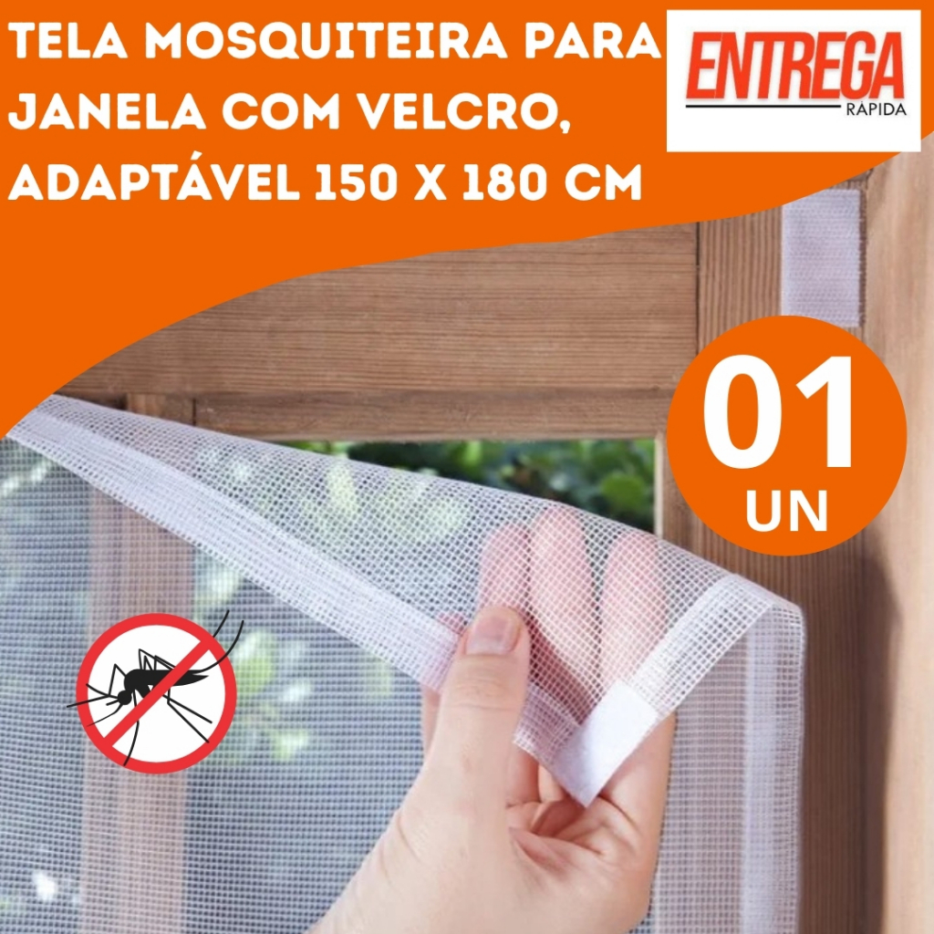 Tela Mosquiteira 150x180cm Para Janela Com Velcro Ajustável Adaptável Anti Insetos