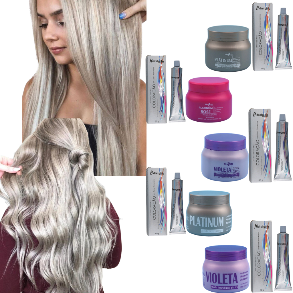 Kit Tinta de Cabelo Mairibel 10.1 Loiro Claríssimo Cinza + Matizador 250g ou 500g