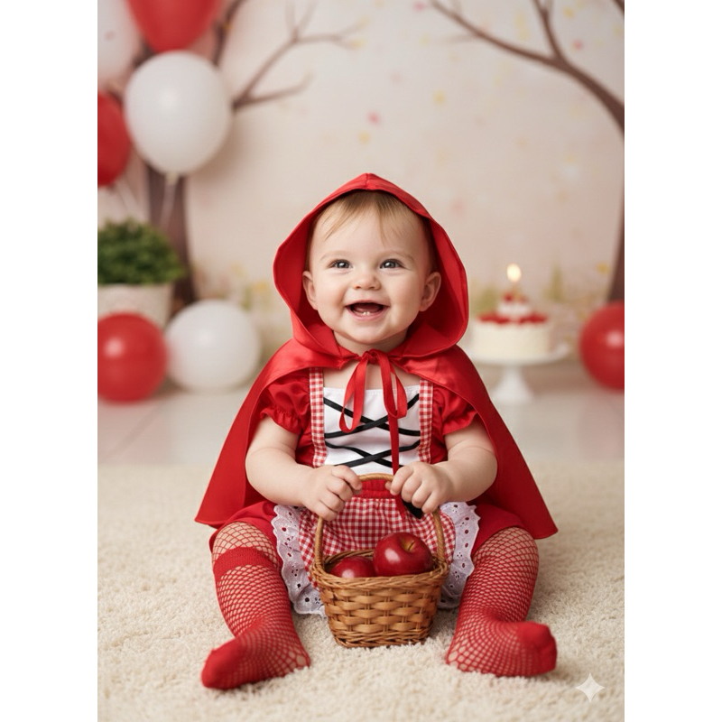 Romper chapeuzinho vermelho Temático ajustavel Roupa Aniversário Mesversario princesa xapeuzinho em Oferta na Shopee