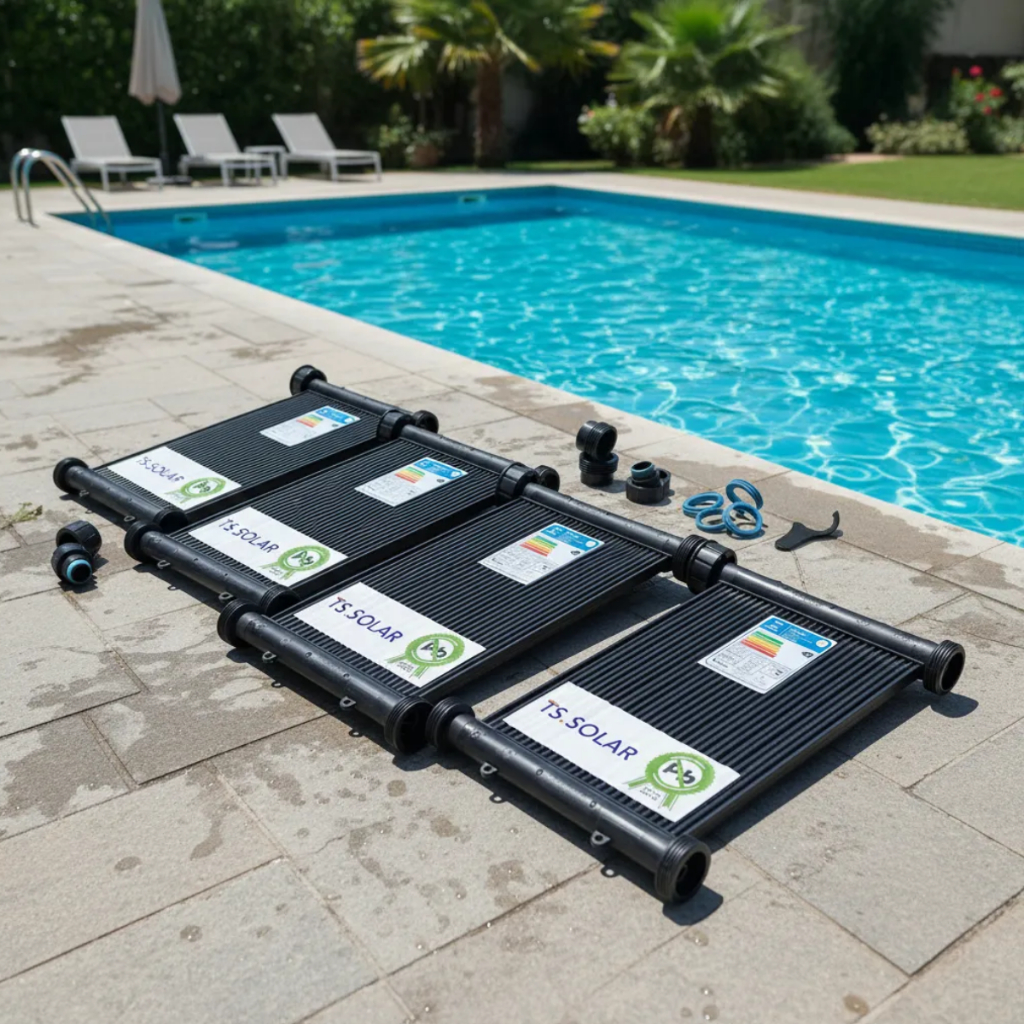 Kit Aquecimento Solar Piscina 7.500L TS Solar – 6 Placas 3m + Kit Instalação