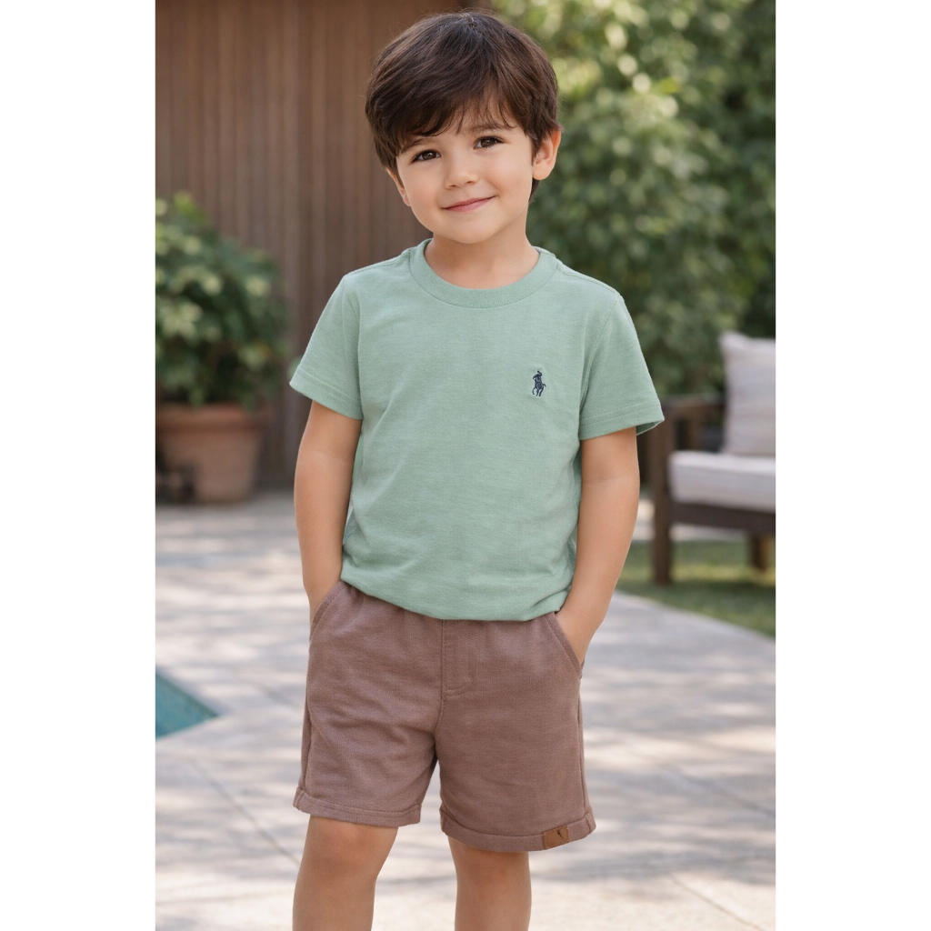 Conjunto Infantil Masculino Camiseta + Short Moletinho Confortável Casual