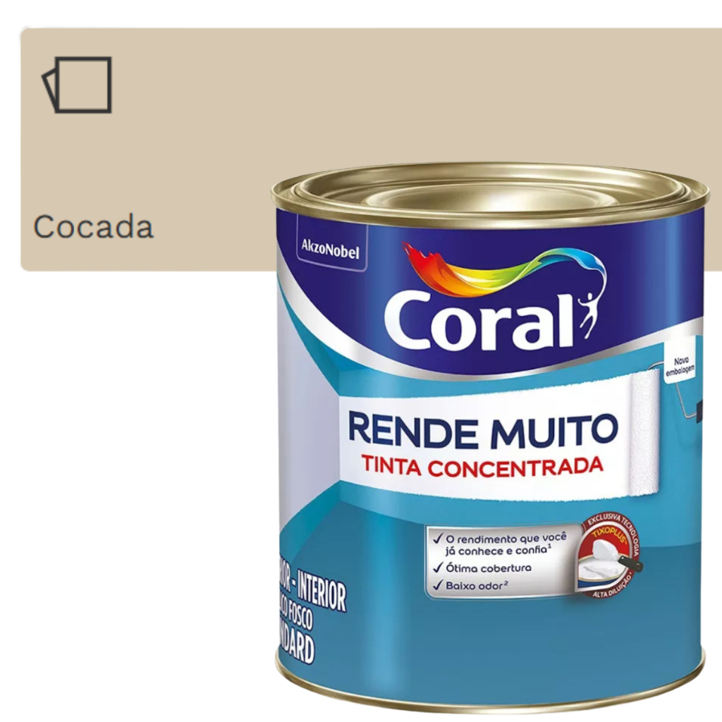 Tinta Coral Rende Muito 900mL Cor Cocada Fácil Aplicação Alta Cobertura