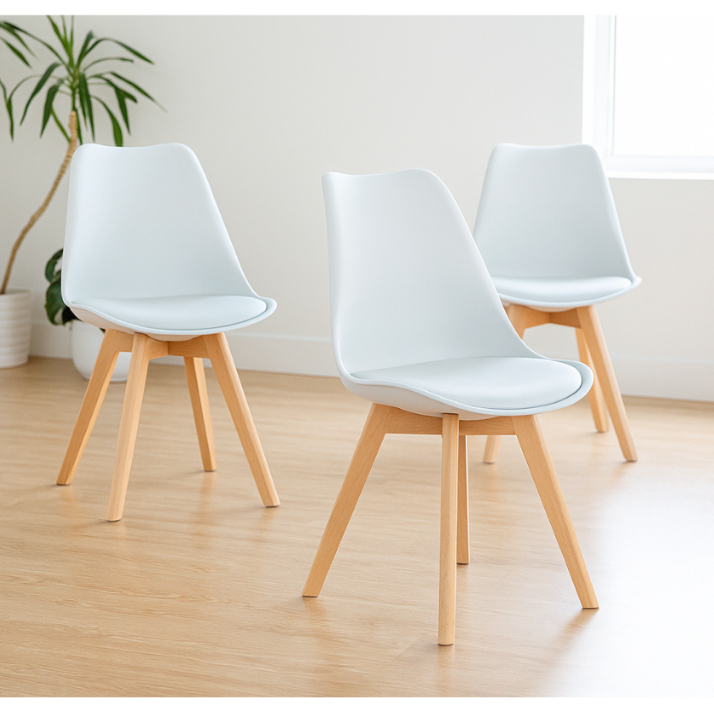 Cadeira Branca Leda Elegante Ergonômica Para Sala de Jantar Cozinha Escritório Kit Cor Branco