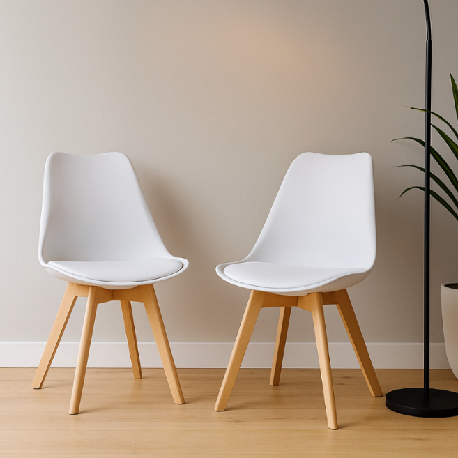 Cadeira Leda Branca Decorativa Estilo Elegante Ideal Para Jantar e Escritório KIT COR Branco