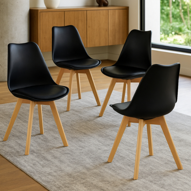 Cadeiras Leda Moderna para Escritório Sala de Jantar Super Resistente KIT Cor Preto 1 a 6 Unidades