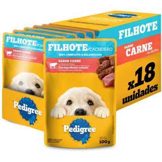 Ração Úmida Pedigree Sachê sabor Carne ao Molho para Cães Filhotes - 18 Unidades de 100g em Oferta na Shopee