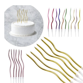 Kit Vela de Aniversário Metalizada Palito Espiral Festas Decoração 6, 12, 18 Unidades Bolo Ondulada em Oferta na Shopee