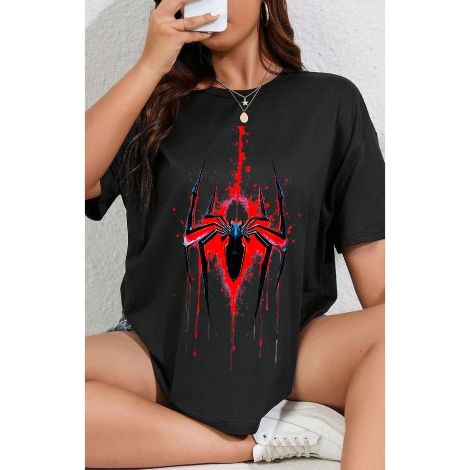Camiseta Oversized Feminina Masculina Estampada Aranha Filme Perfeita Pra Academia e Passeios Material 100% Algodão