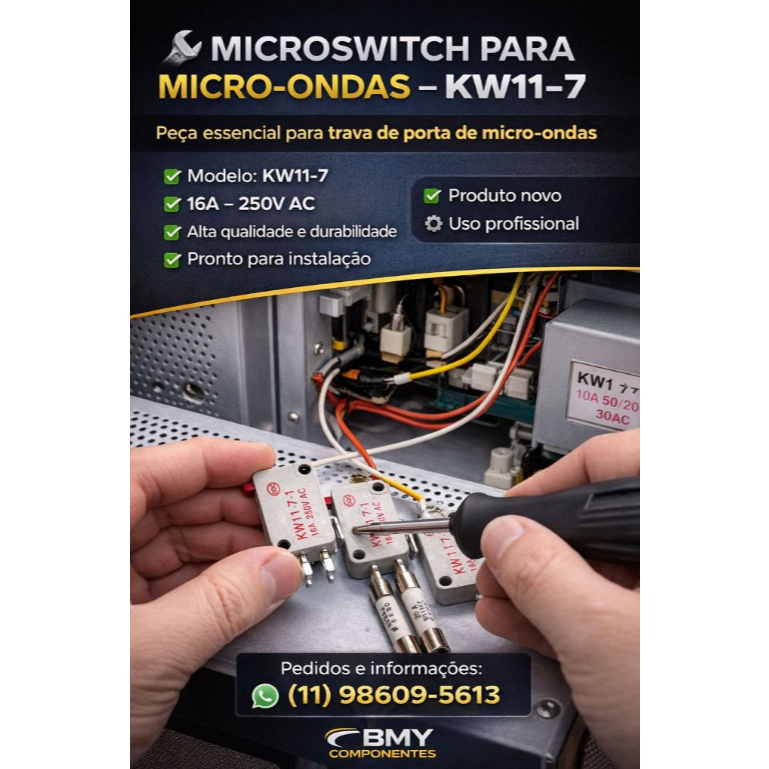 Kit Reparo Micro-ondas Electrolux: 3 Chaves Interruptoras + 1 Fusível Cerâmico 20A
