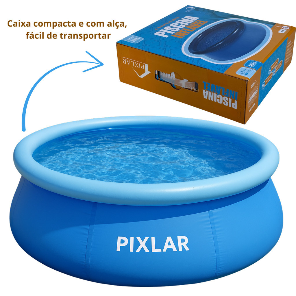 Piscina Borda Inflável Capacidade 1000 Litros Pixlar Material Resistente