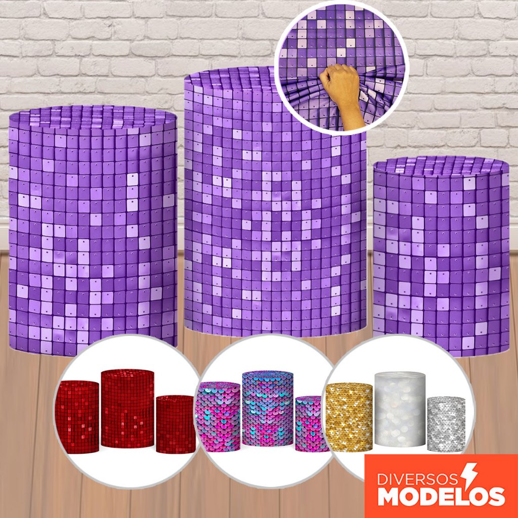 Capa Cilindro Festa Efeito Lantejoula Trio Veste Fácil em Tecido com Elástico - Diversos Modelos em Oferta na Shopee