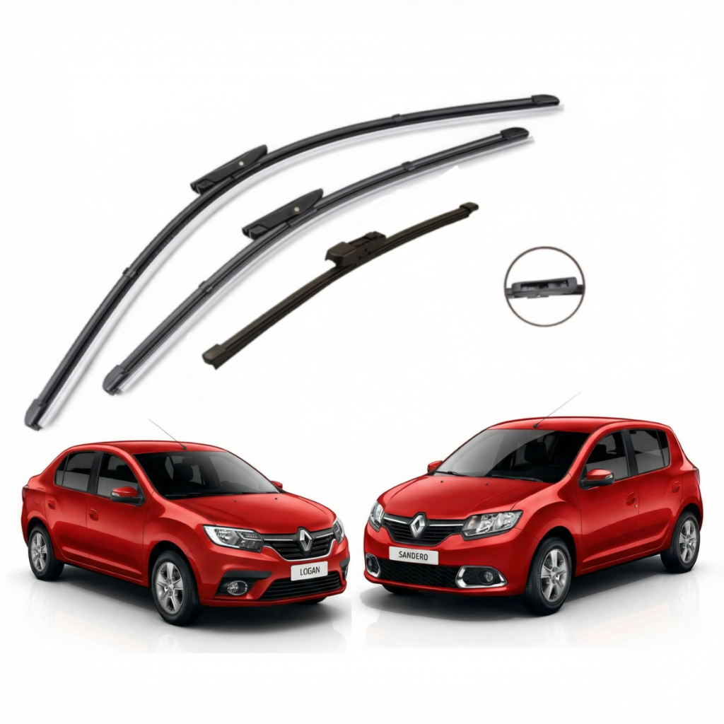 Par Palhetas Limpador de Parabrisa Dianteiro Traseiro Sandero Logan 2015 a 2024 em Oferta na Shopee